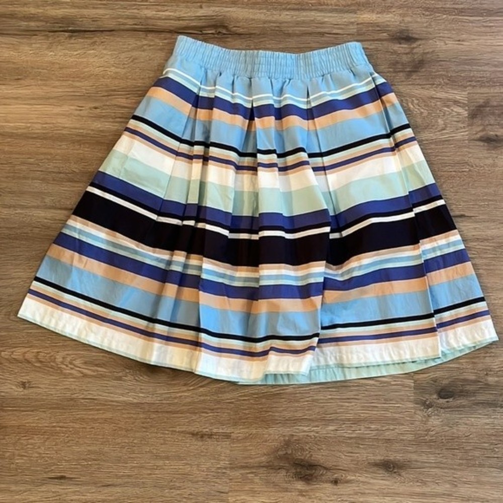 Jane and Delancey Blue Striped Midi Skirt